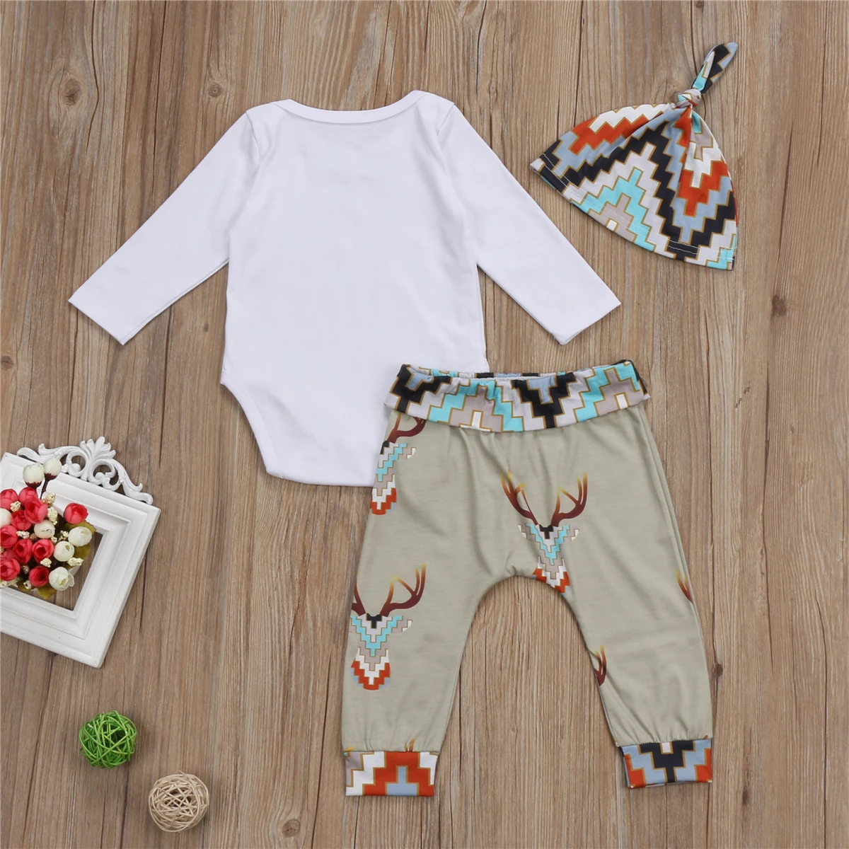 cute Newborn Baby Boy Girl outfits letter print Long Sleeve white romper brown Pants Hat autumn Outfit Set Clothes for baby | Детская