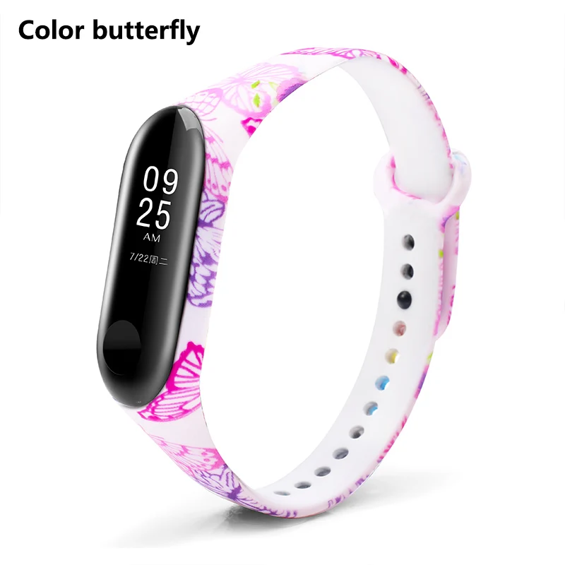 Color Butterfly BOORUI ремешок Miband 3 pulsera удобный mi band 3 ремешок различные умные аксессуары ремешок для xiaomi mi band 3 браслет - Цвет: Color Butterfly