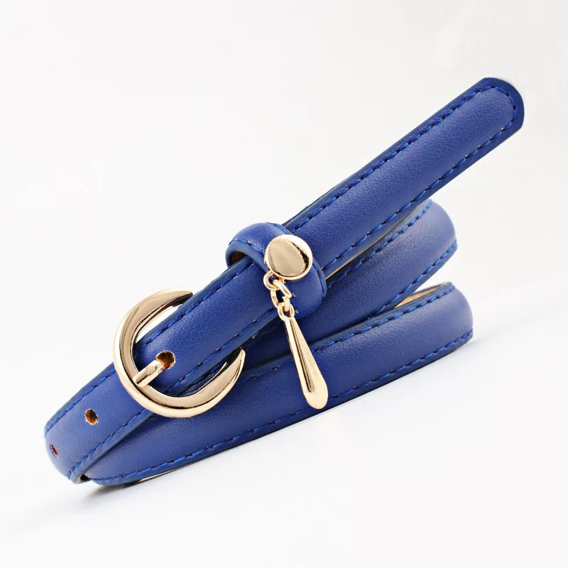 H Royal blue Лучший YBT женский ремень, имитация кожи, сплав, пряжка, ремень, новинка, маленький с подвеской, одет джинсы, чистый цвет, женский ремень - Цвет: H Royal blue