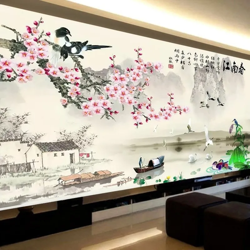 DIY Jiangnan Весенняя Алмазная вышивка 5D круглый алмаз полностью Стразы алмазная