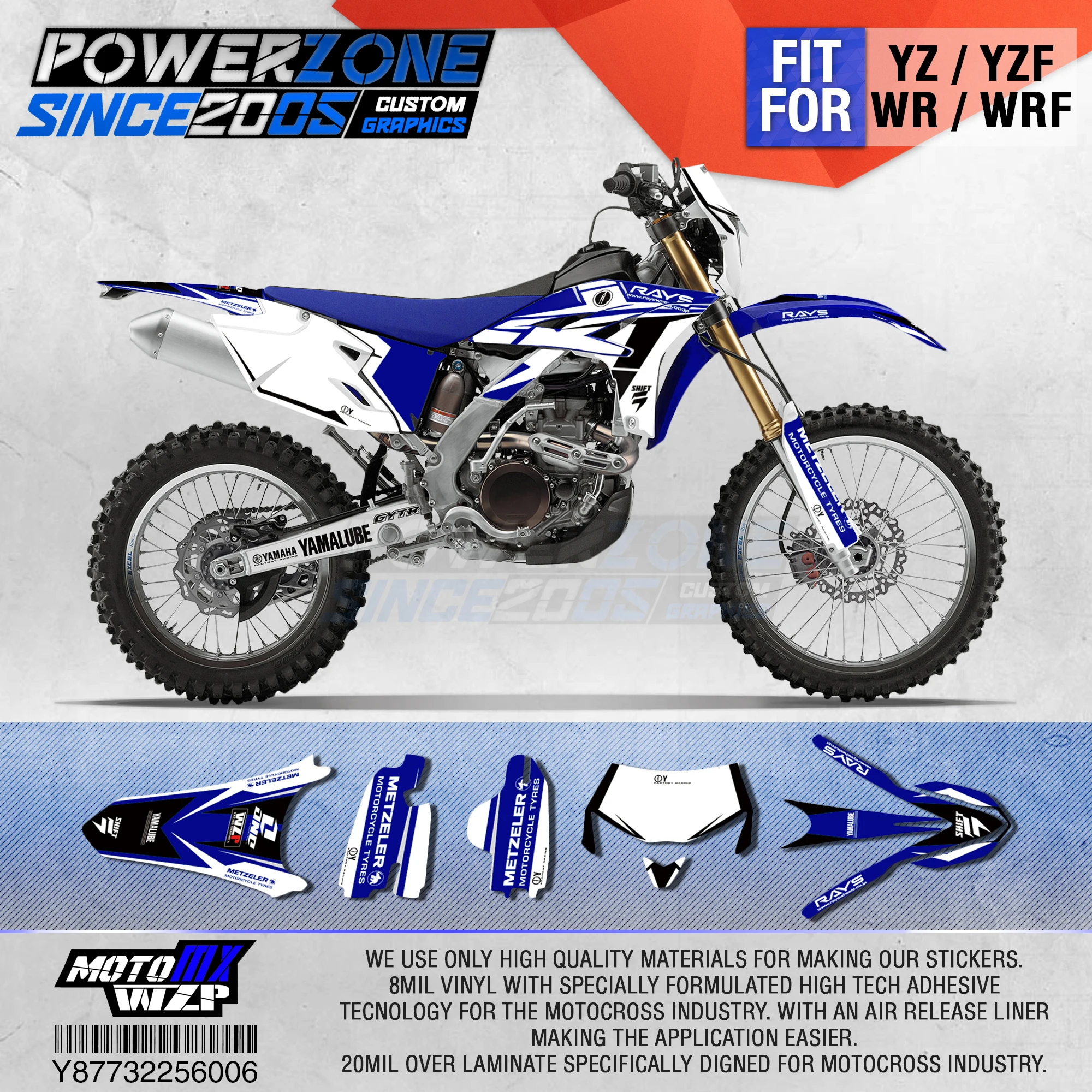 

PowerZone Customized Team Graphics Backgrounds Decals 3M Custom Stickers For YAMAHA WR450F WR WRF 450cc 2016 2017 2018 2019 006