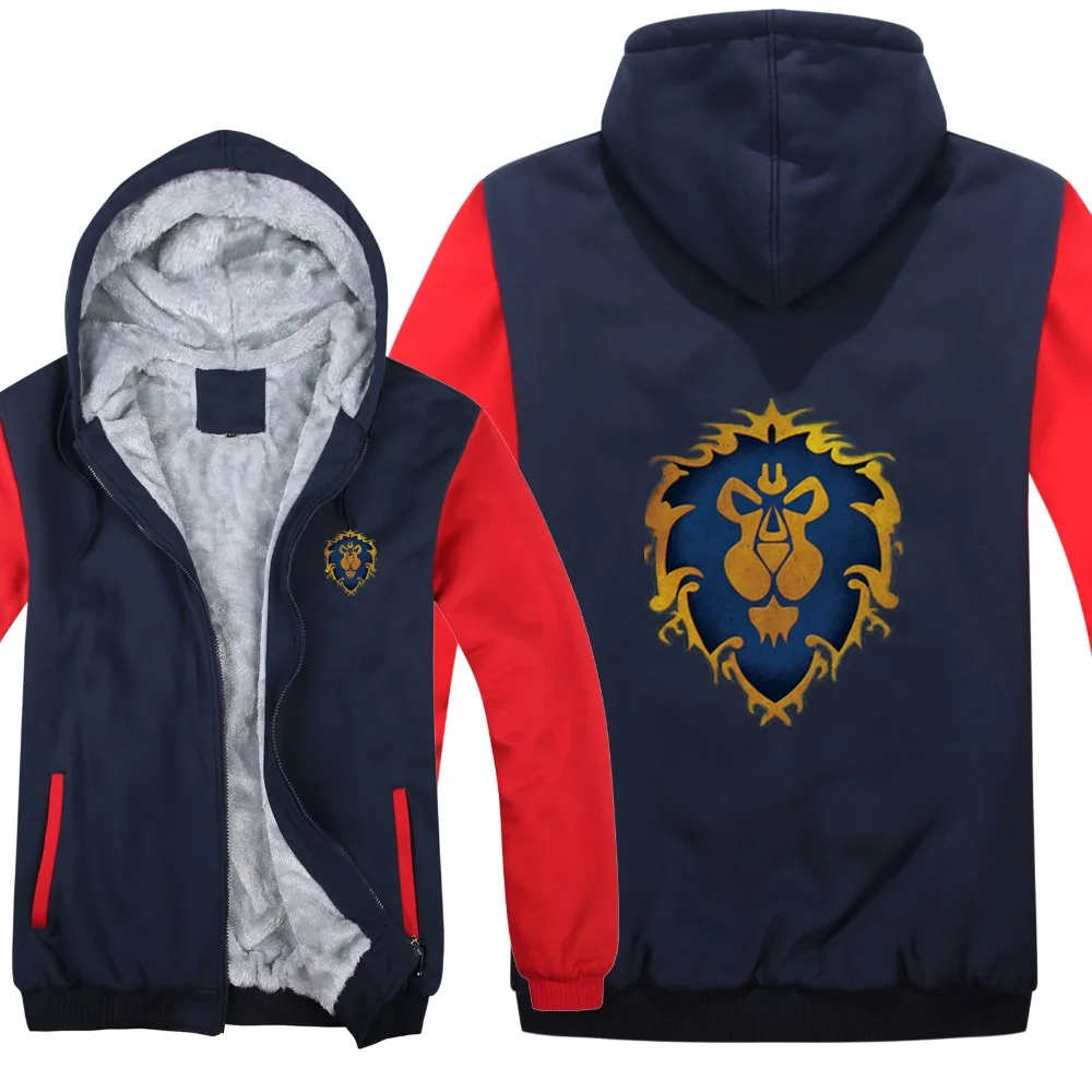 Новинка, зимняя теплая толстовка WOW с капюшоном, игра Dota 2, пальто, ALLIANCE& Horde, куртка, пальто для мужчин, толстый флис, на молнии, светящиеся, WOW, толстовки