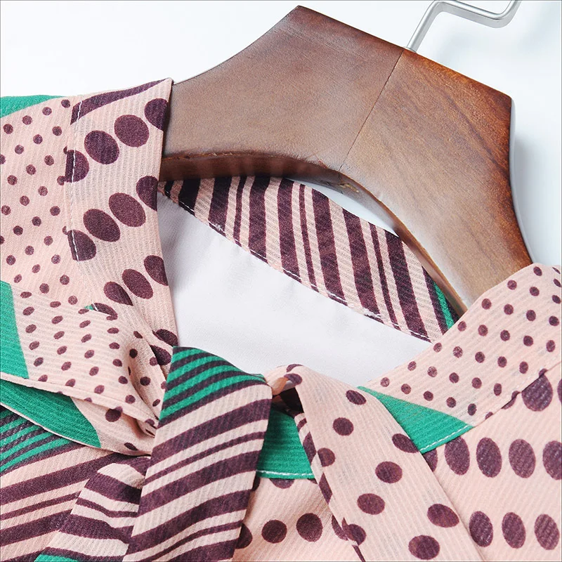 Платье в горошек/до колена/весна/лето 2019 Новинка Большие размеры