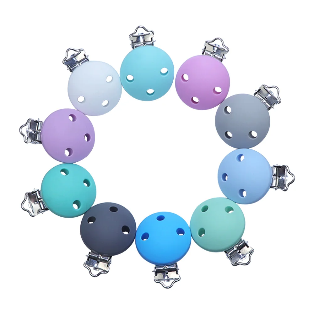 10Pc Mix Color Joepada 10 шт./лот силиконовый держатель соски зажимы круглой формы делая детский аксессуар для прорезывания зубов аксессуары игрушки силиконовые бусины - Цвет: 10Pc Mix Color
