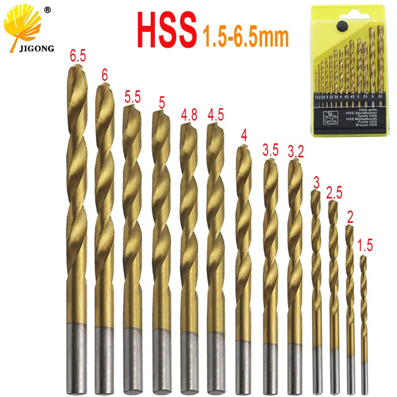 13 шт./лот HSS высокоскоростное стальное титановое покрытие набор сверл 1/4