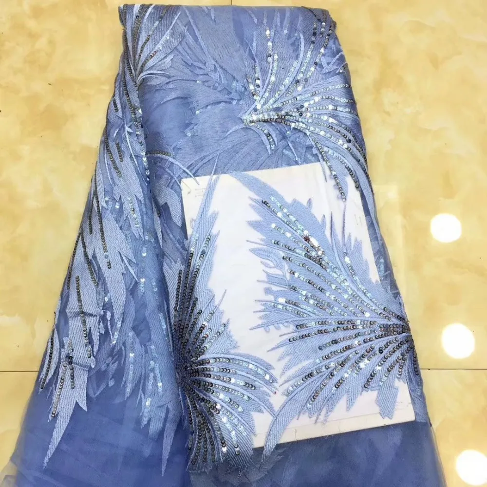 Nigerian lace fabric for 2019 African French wedding high quality sequins floral pink flash | Дом и сад