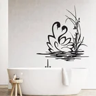 Виниловая наклейка на стену в ванную комнату с лебедем, Виниловая наклейка на стену для ванной, съемные растения, AZ073