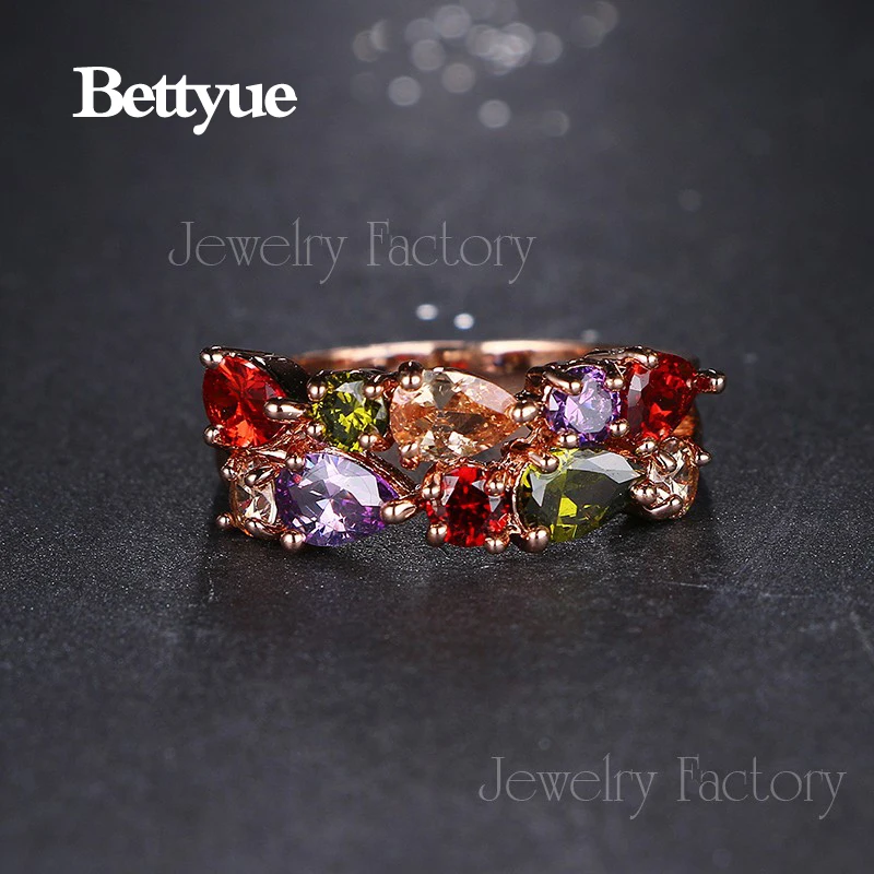 Bettyue Brand Fashion Luxury Hot Sale Monalisa Jewelry Rings AAA Multicolor Zircon Charm For Woman Wedding Party Gift | Украшения и