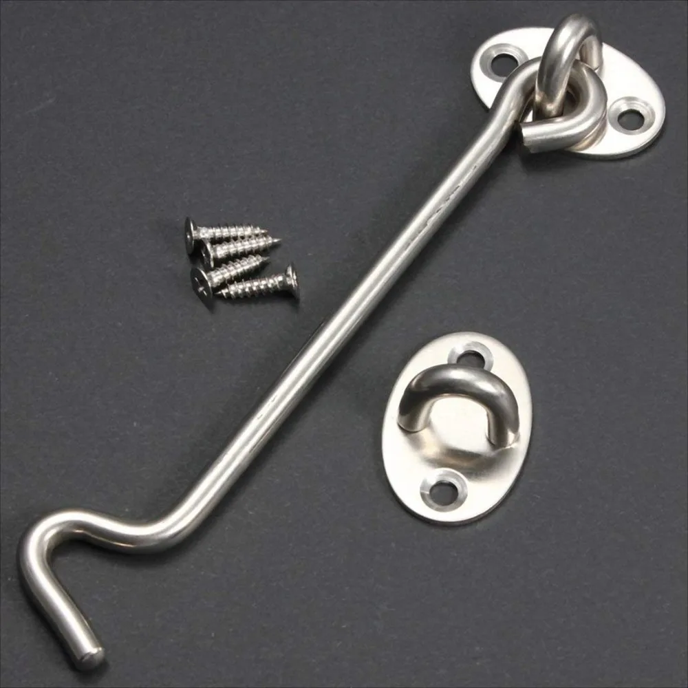 Stainless Steel Cabin Hook And Eye Latch Lock Shed Gate Door Catch Silent Holder (200 mm/8 inch) | Обустройство дома