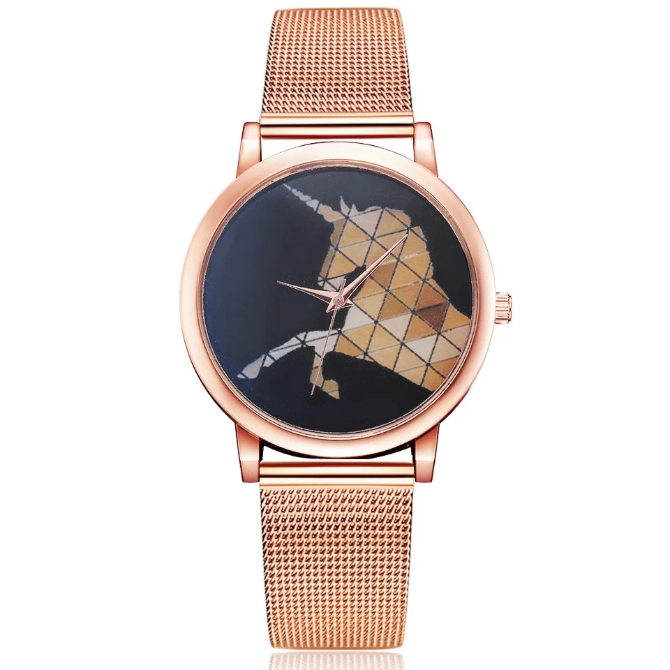 Розовый Женские золотые кварцевые женские наручные часы модные часы с лошадью высококлассные новые часы Lvpai брендовые наручные часы из нержавеющей стали - Цвет: Розовый