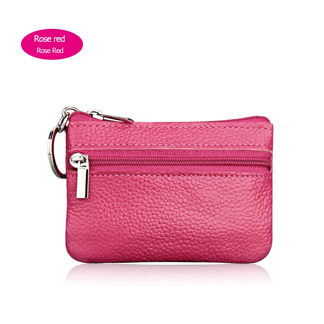 rose red HMILY маленький женский кошелек для мелочей милые мини Кошельки для монет женские из натуральной коровьей кожи карман для монет Cowskin Key Holder - Цвет: rose red