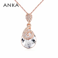 anka simple style waterdrop crystal necklace charm fashion pendant necklace for womens gift crystals from austria 123497