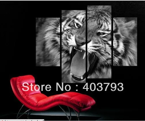 buy at disscount price Modern Abstract  Oil Painting on canvas 4pcs tiger landscape (no framed)   free shipping
