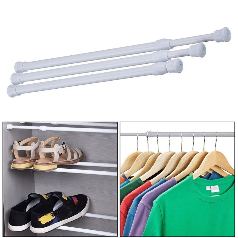 

Adjustable Curtain Rod Sticks Spring Loaded Bathroom Shower Extendable Telescopic Poles Rail Hanger Rods Wardrobe Hanger