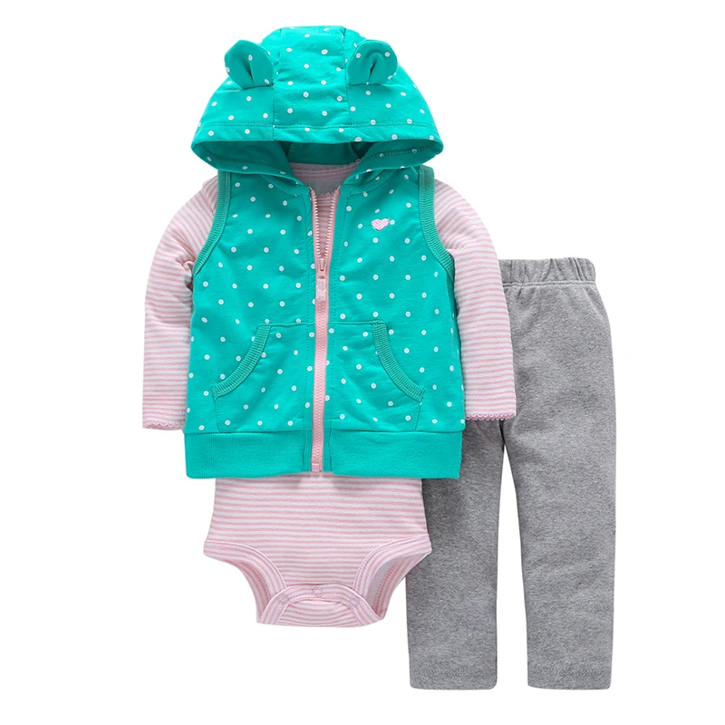 Top Time-limited 3pcs Girl Clothing 100% Cotton Baby Girls Boy Sets For Newborns Children Set Babies Hooded Long Sleeve | Детская одежда