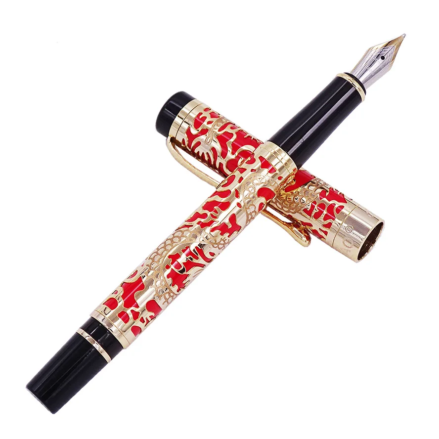 Red Высокое качество Jinhao 5000 Металл Дракон перьевая ручка Роскошные 0,5 мм F Перо чернильные ручки для письма офисные школьные принадлежности - Цвет: Red