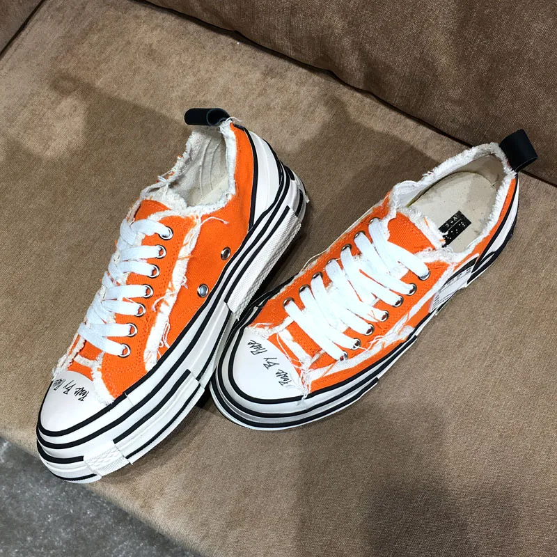 orange Buono Scarpe/парусиновые кроссовки на платформе для мужчин и женщин; Повседневные кроссовки для пар; Модная брендовая женская обувь; кроссовки с кисточками; большие размеры; 44EU - Цвет: orange