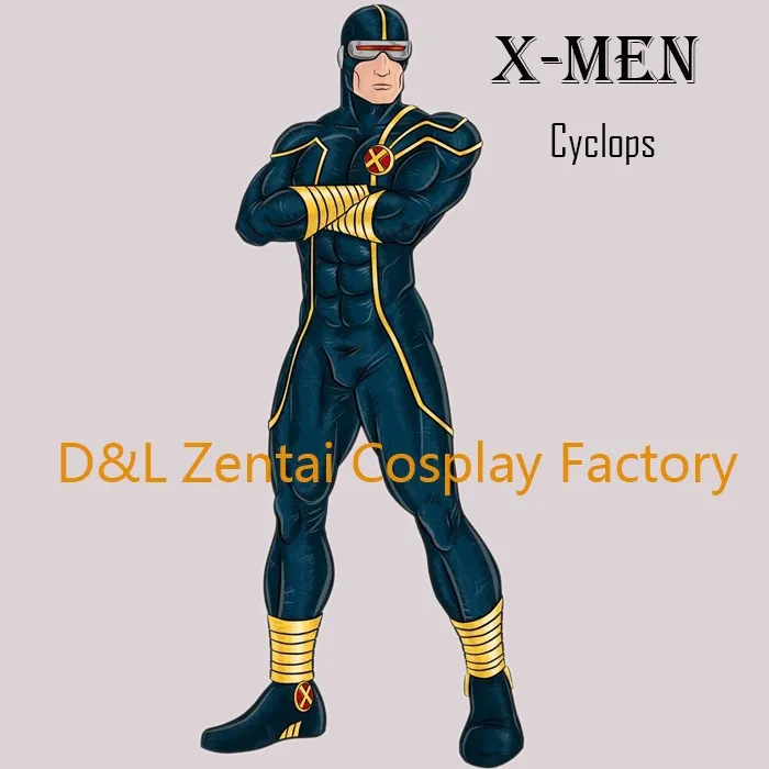 DHL,, костюм супергероя «Циклоп» для взрослых X-men, темно-синий, лайкра, спандекс, костюм для Хэллоуина, косплей, XM103