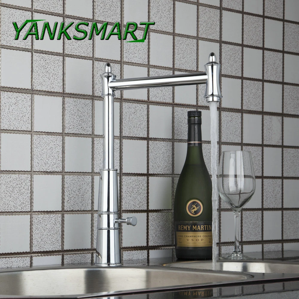 

Высокий хромированный смеситель для горячей и холодной воды YANKSMART, кухонная раковина для умывальника, кран для воды, смеситель для туалетно...