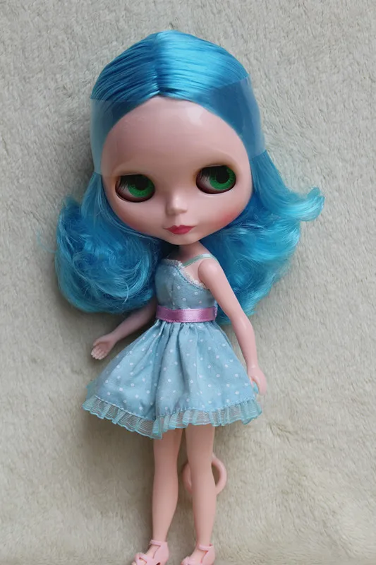 Blygirl Голубые короткие волосы кудрявые телесная кукла Blyth 438BL84 обычные DIY куклы