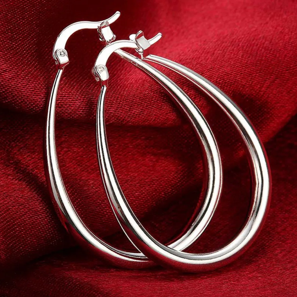 Женские серьги-кольца из серебра 925 пробы простые круглые u-образные серьги для