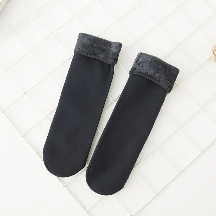 JUMEAUX/зимние плотные женские носки теплые бархатные однотонные короткие носки для женщин, зимние носки, ботинки носки-тапочки г - Цвет: Dark Blue