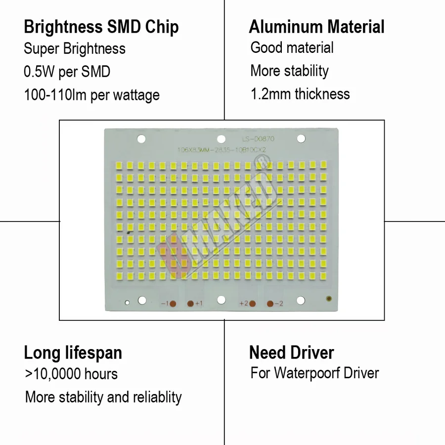 Светодиодная прожекторная печатная плата с полной мощностью 20 Вт яркая