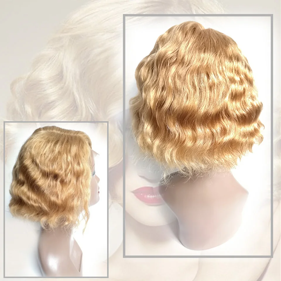 LADYSTAR remy волосы парики Т образной формы кружева Shrot Боб вьющиеся 150% плотность