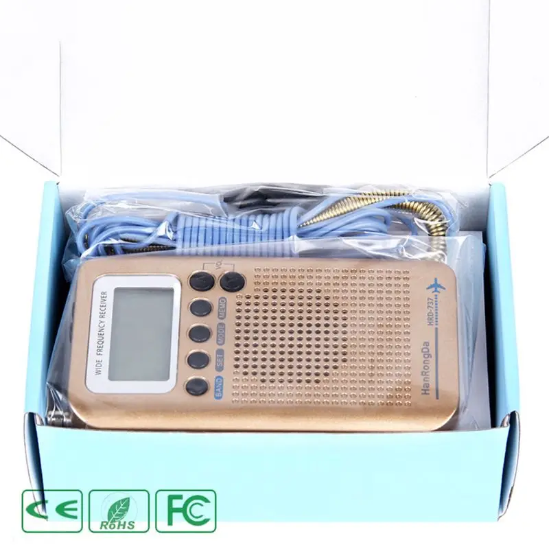 HRD-737 Digital LCD Display Full Band Radio Portable FM/AM/SW/CB/Air/VHF World Band Stereo Receiver Radio with Alarm Clock