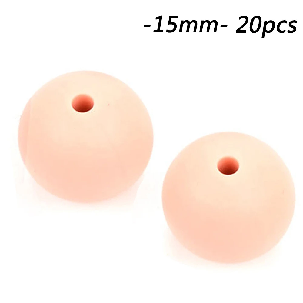 peachy LOFCA 20 шт/лот силиконовые бусины 15 мм круглой формы свободные Прорезывания Зубов Бисер ребенок прорезывание зубов игрушки DIY пищевого класса жевательные бусины - Цвет: peachy
