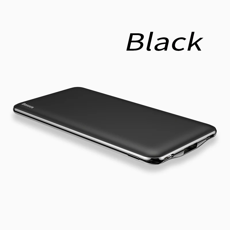 Black Baseus, ультра тонкий внешний аккумулятор 10000 мА/ч для iPhone Xiaomi Mi, usb type C, быстрое зарядное устройство 10000 мА/ч, портативное Внешнее зарядное устройство - Цвет: Black