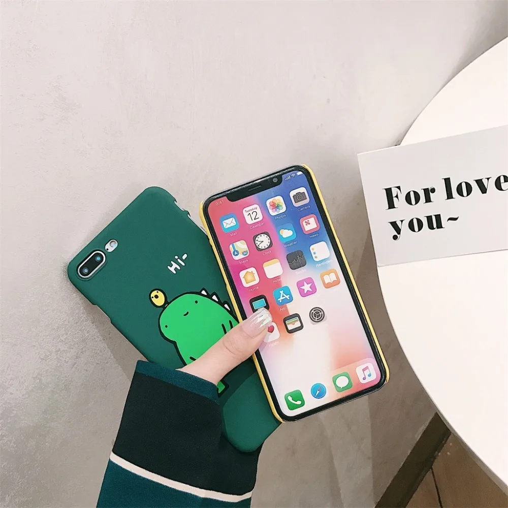Чехол для iPhone 6 6S 7 8 Plus X XR XS Max пластиковый чехол мультяшный динозавр с
