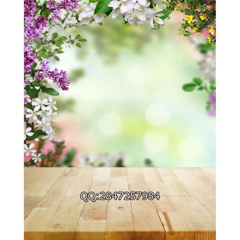 

Vinyl Photography Background Flowers Valentine's Day Wood floor Computer printed Wedding Backdrops for Photo Studio F-2357