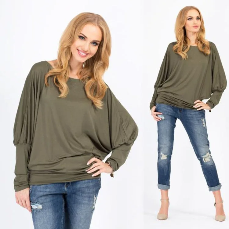 Женская блузка без подкладки хлопковая свободного покроя с рукавом летучая мышь