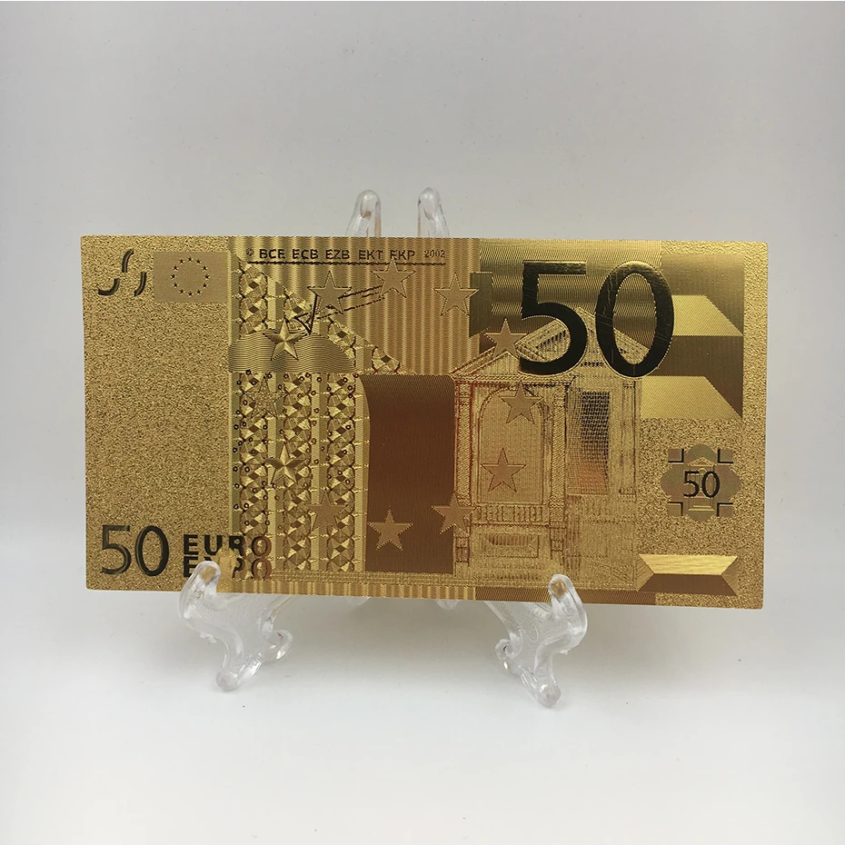 PET Материал евро 50 банкнота ближнего света в центре сообщений течение 24K gold для