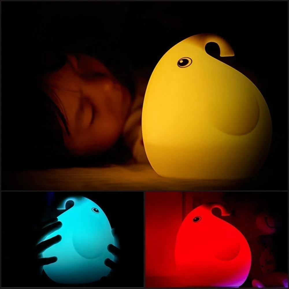 Детский ночник USB с 7 Цвет LED маленький слон Beat сенсорный Индукционная зарядка