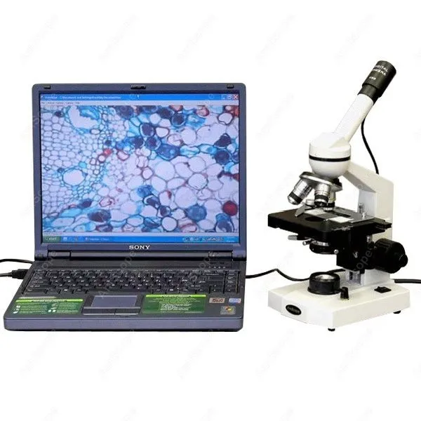 Монокулярный композитный микроскоп принадлежности AmScope 40X 2500X светодиодный
