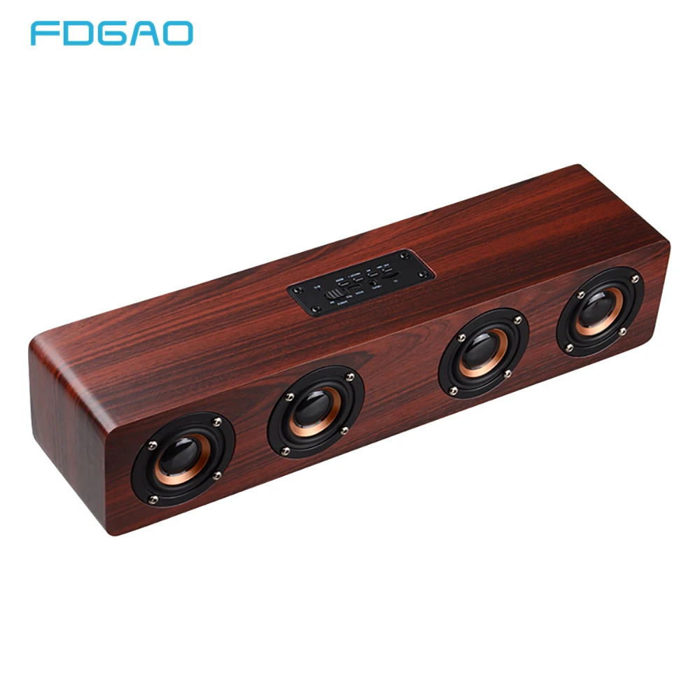 FDGAO Hifi беспроводной Bluetooth динамик деревянный портативный бас Саундбар ТВ звуковая панель сабвуфер громкий динамик Колонка для домашнего кинотеатра