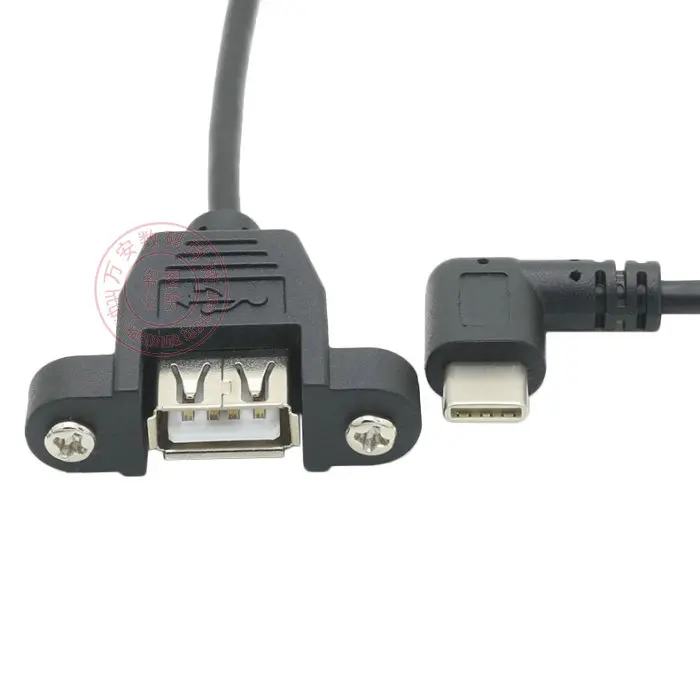 

Reversible Design Left & Right Angled 90 Degree usb 3.1 usb-c type-c Male to USB 2.0 Female cable With Panel Mount Holes