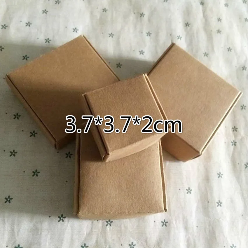 

2021 100pcs/lot 3.7x3.7x2cm Kraft Paper Box Wedding Gift Packaging Candy Jewelry Handmade Soap Bakery Cake Cookie Chocolate