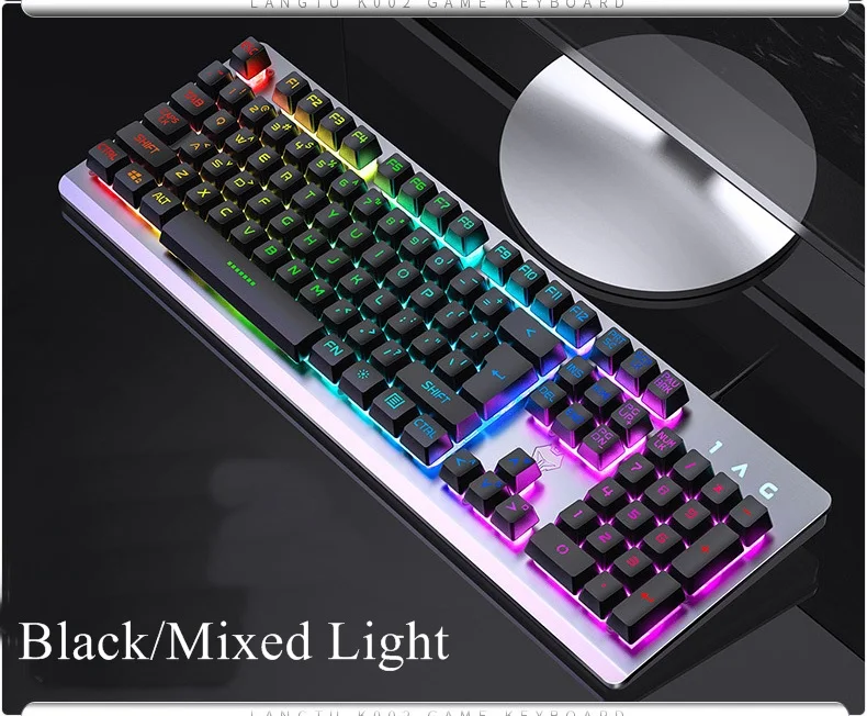 hxsj Langtu V1 USB Проводная Регулируемая Мультимедийная Игровая клавиатура с подсветкой матовая металлическая панель подвесной брелок