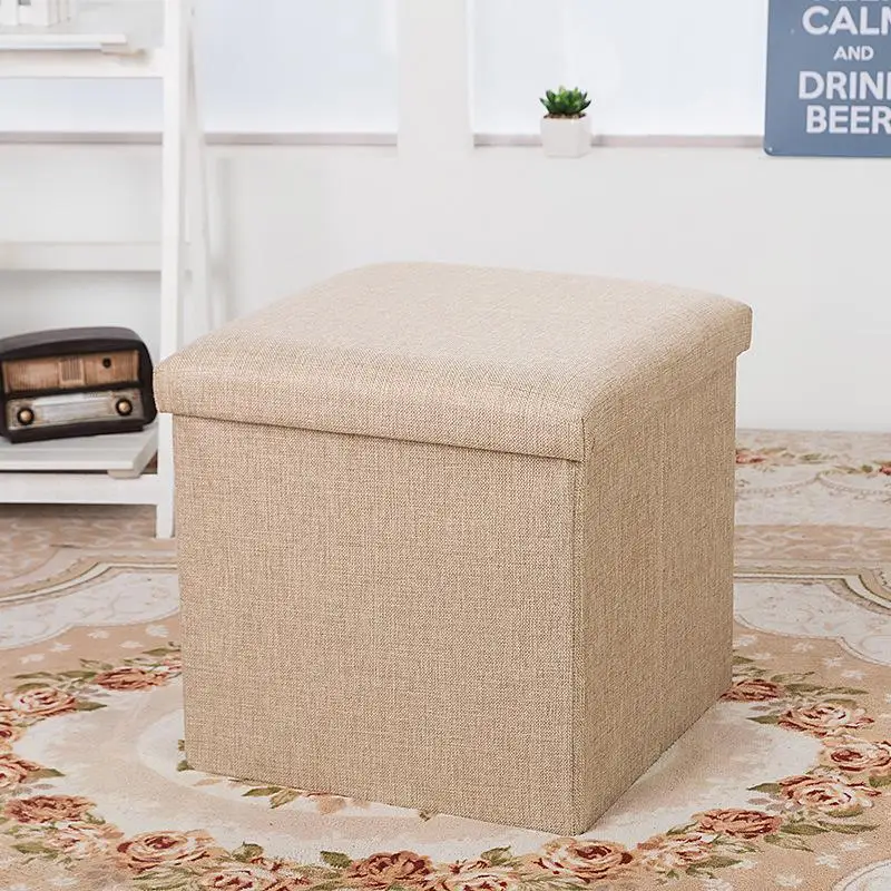 Beige Складной органайзер для хранения с крышками, табурет для дома, спальни, подножек, коробка для сиденья, для гостиной, игрушки, органайзер для хранения, корзина для белья - Цвет: Beige