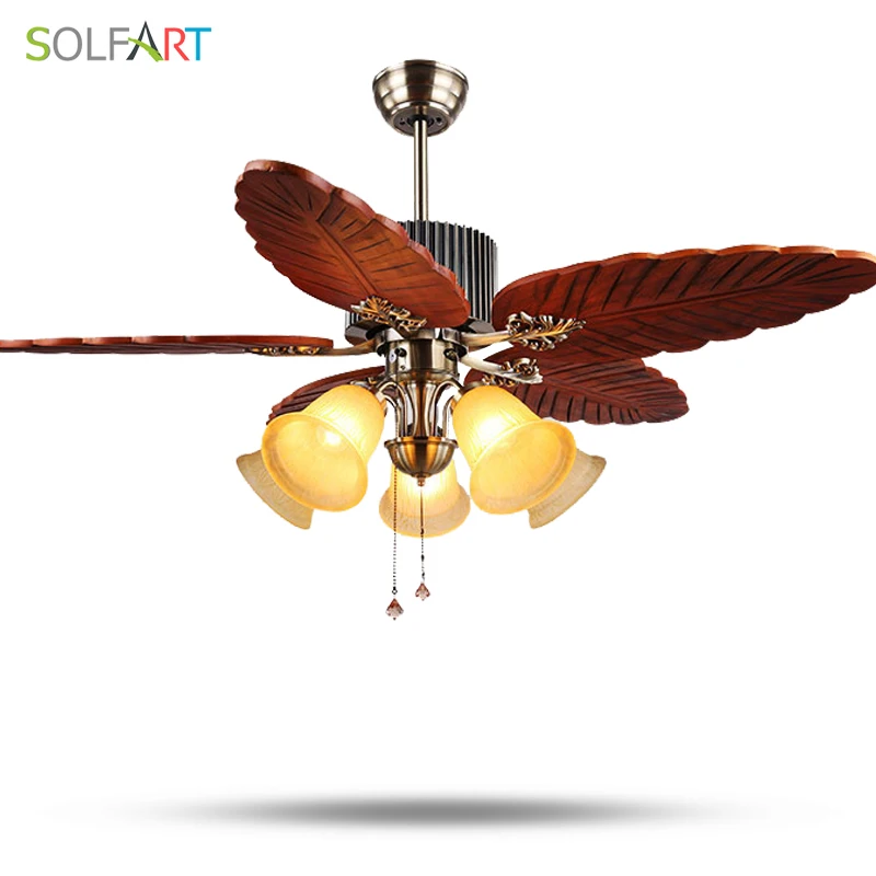 SOLFART деревянный потолочный вентилятор с стеклянный светильник люстры старинные