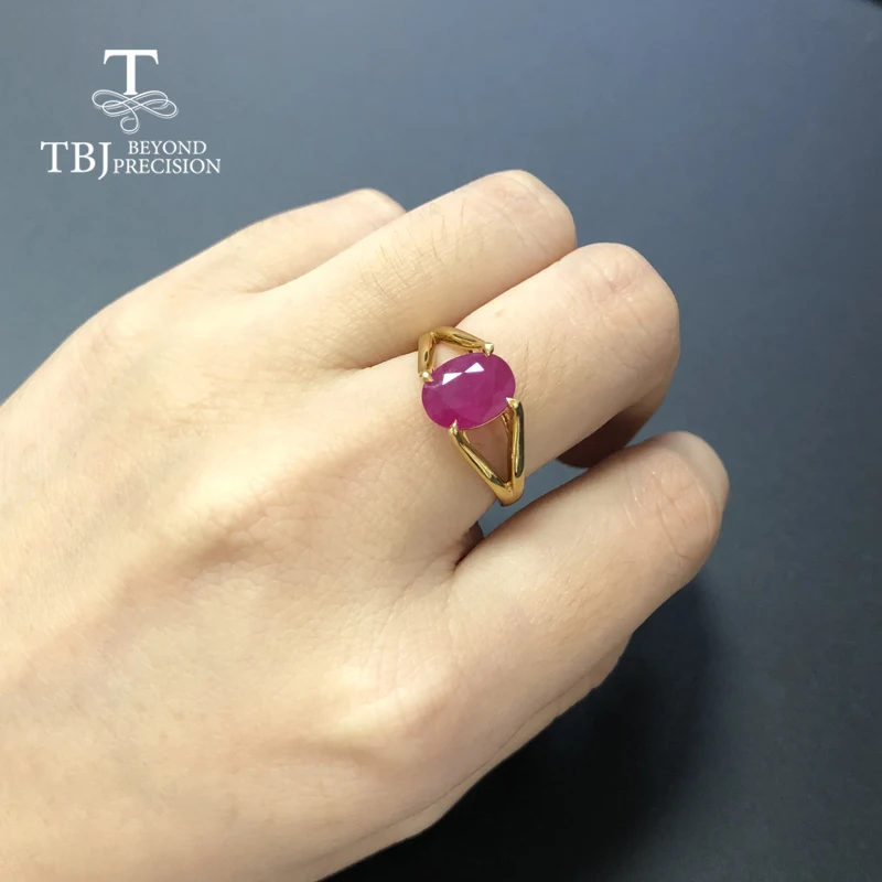 Женское кольцо с Рубином 100% карата TBJ простое Ювелирное Украшение натуральным