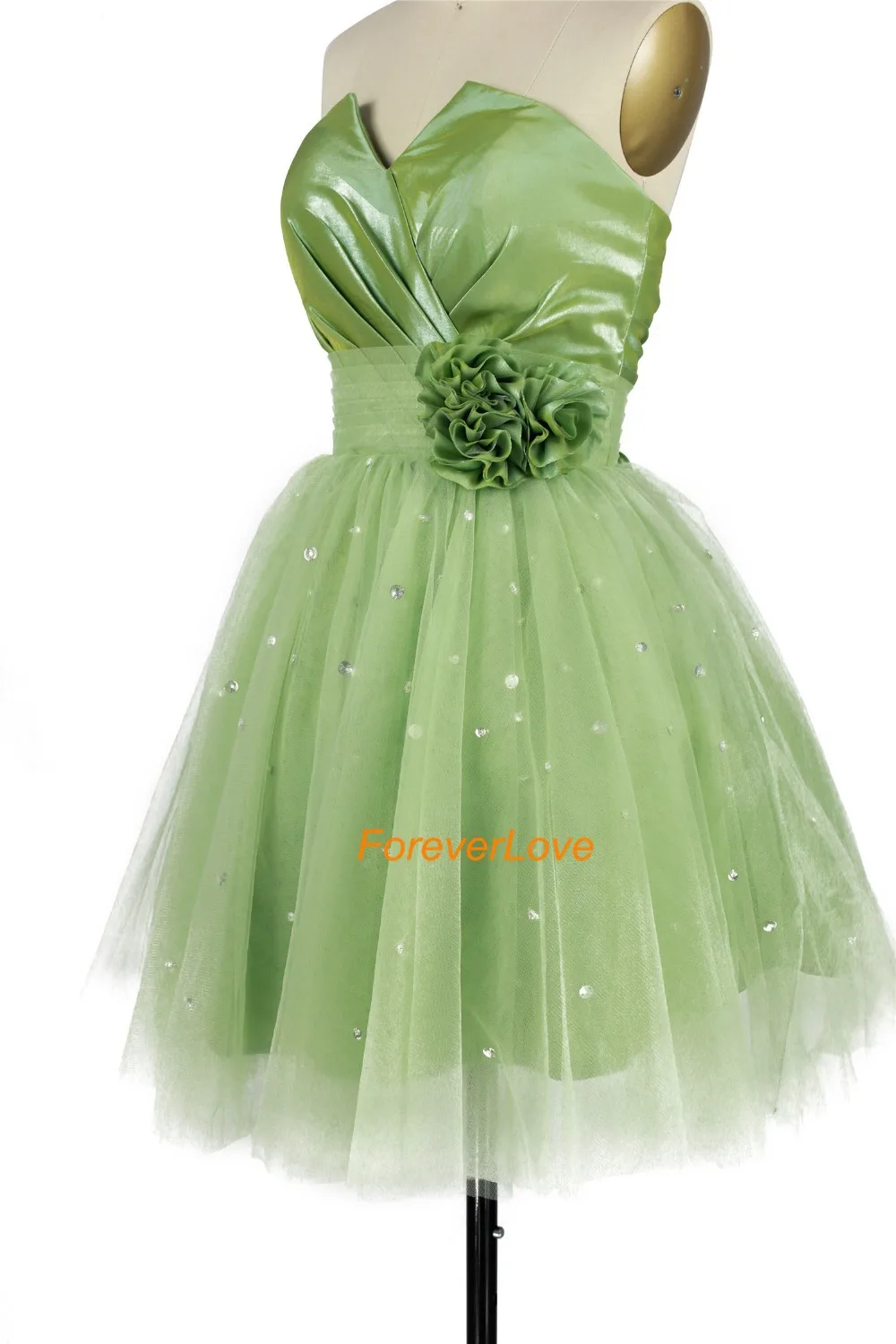 2016 Красивая Милая зеленый цветок Бисер трапециевидной формы без рукавов с