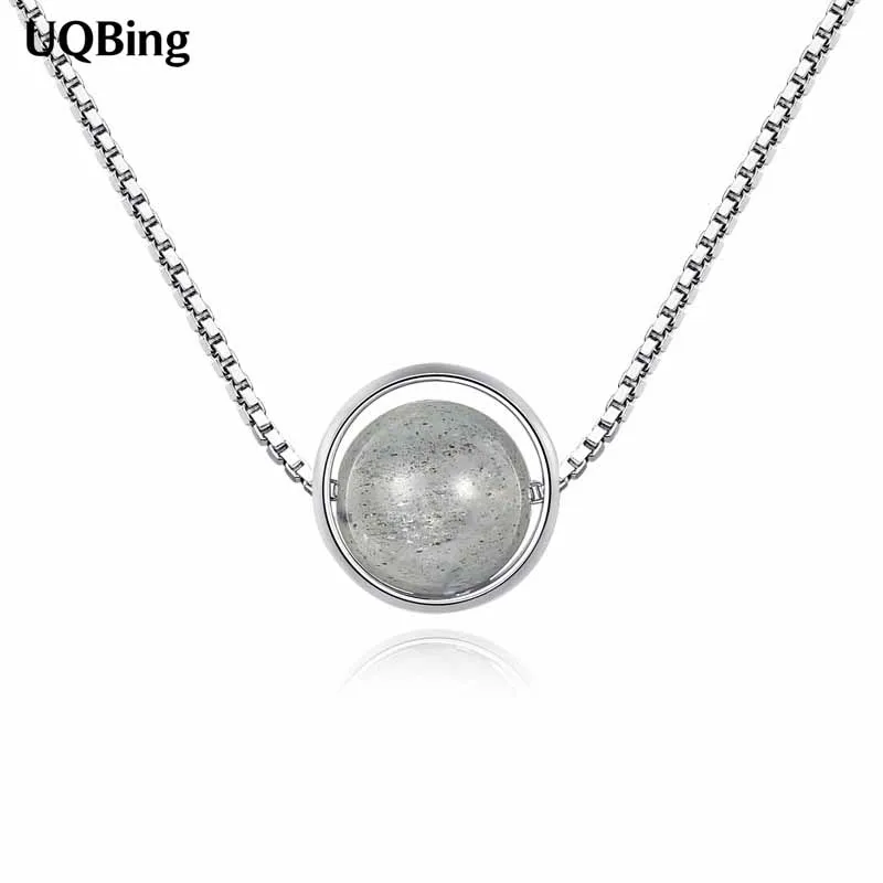

925 Sterling Silver Circle Round Stone Pendant Necklaces Pure Sterling Silver Necklaces Jewelry Collar Colar de Plata