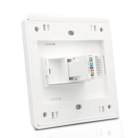 CAT6 RJ45 Сетевая настенная лицевая панель, однопортовая интернет-панель, экструдированный провод, разъем LAN, лицевая панель белого цвета для коммутатора Tenda Ethernet
