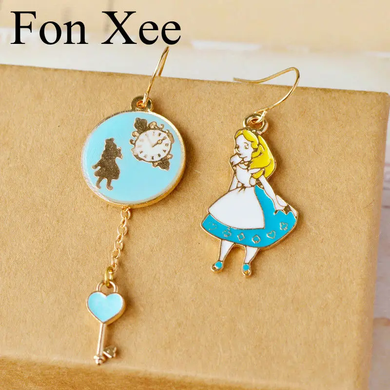 Женские Висячие серьги Fon XEE с эмалью Алисы в стране чудес длинным рукавом подарок