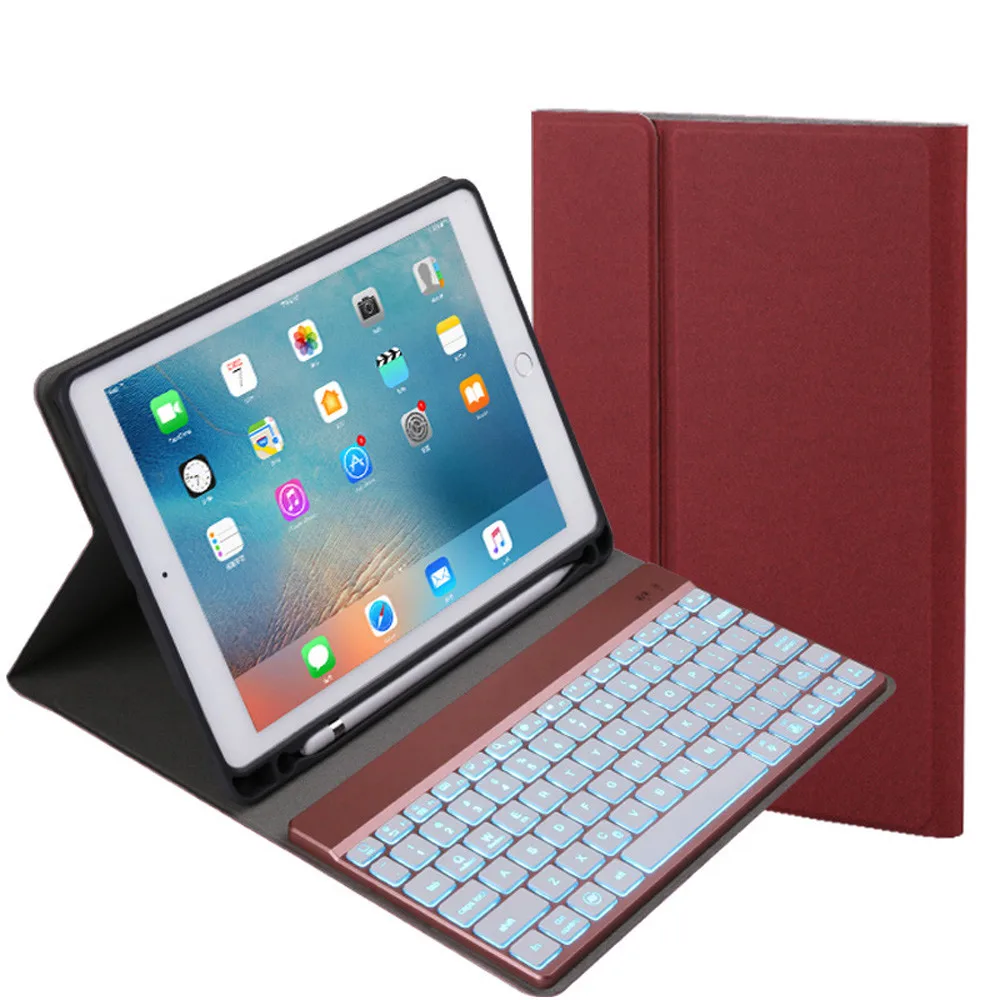 red IPad Отделяемая клавиатура с подсветкой чехол Smart Cover 9,7 / Pro Air 2/1 2# M - Цвет: red