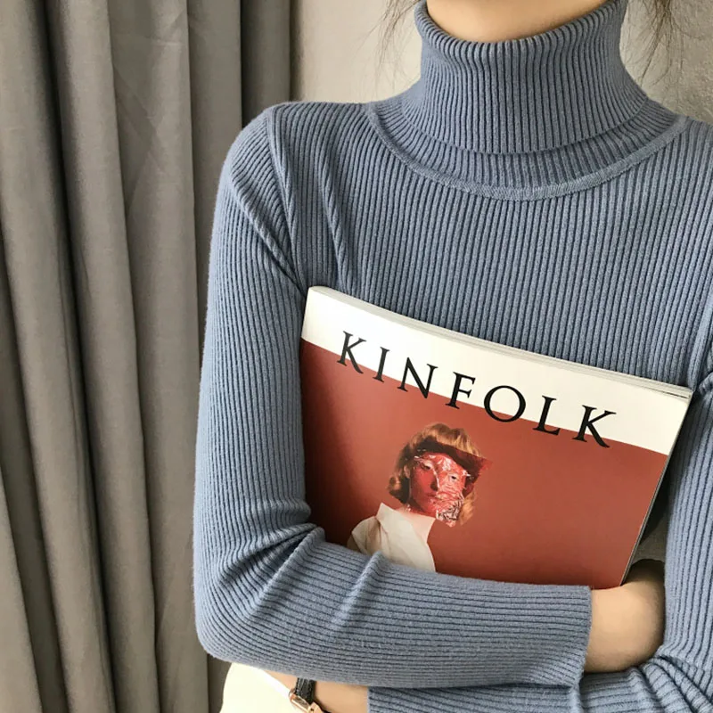 Thick Turtleneck Warm Women Sweater Autumn Winter Knitted Femme Pull High Elasticity Solid Soft Female Pullovers | Женская одежда